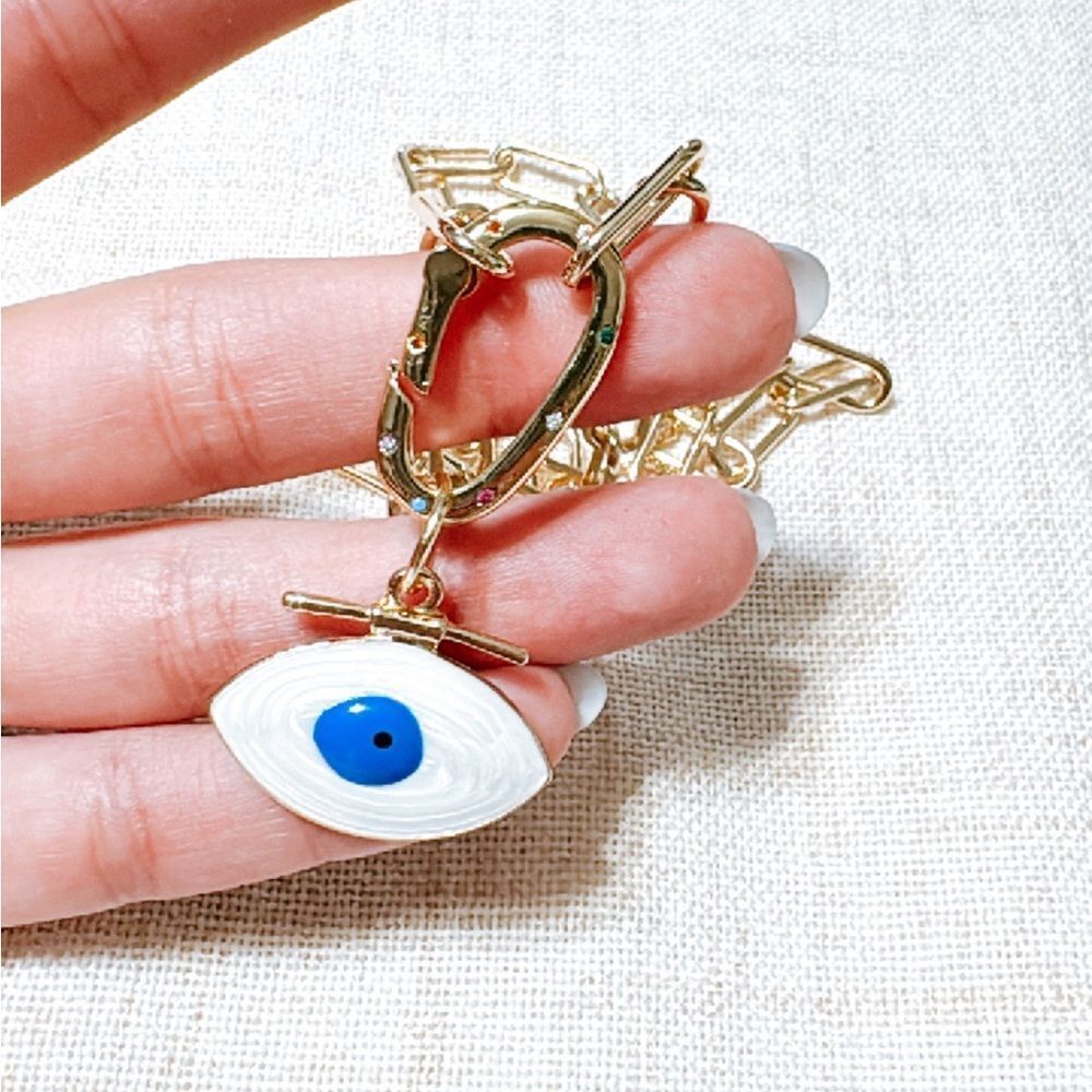 Gold evil eye necklace N481 - Picture 3 of 3